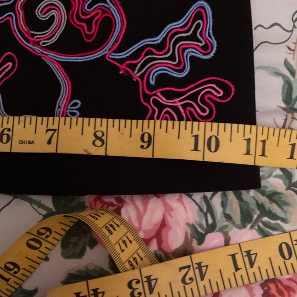 Cache Vintage Y2K Black Embroidered Boho Flared Leg Pants. Festival, retro. 6 - Picture 14 of 16